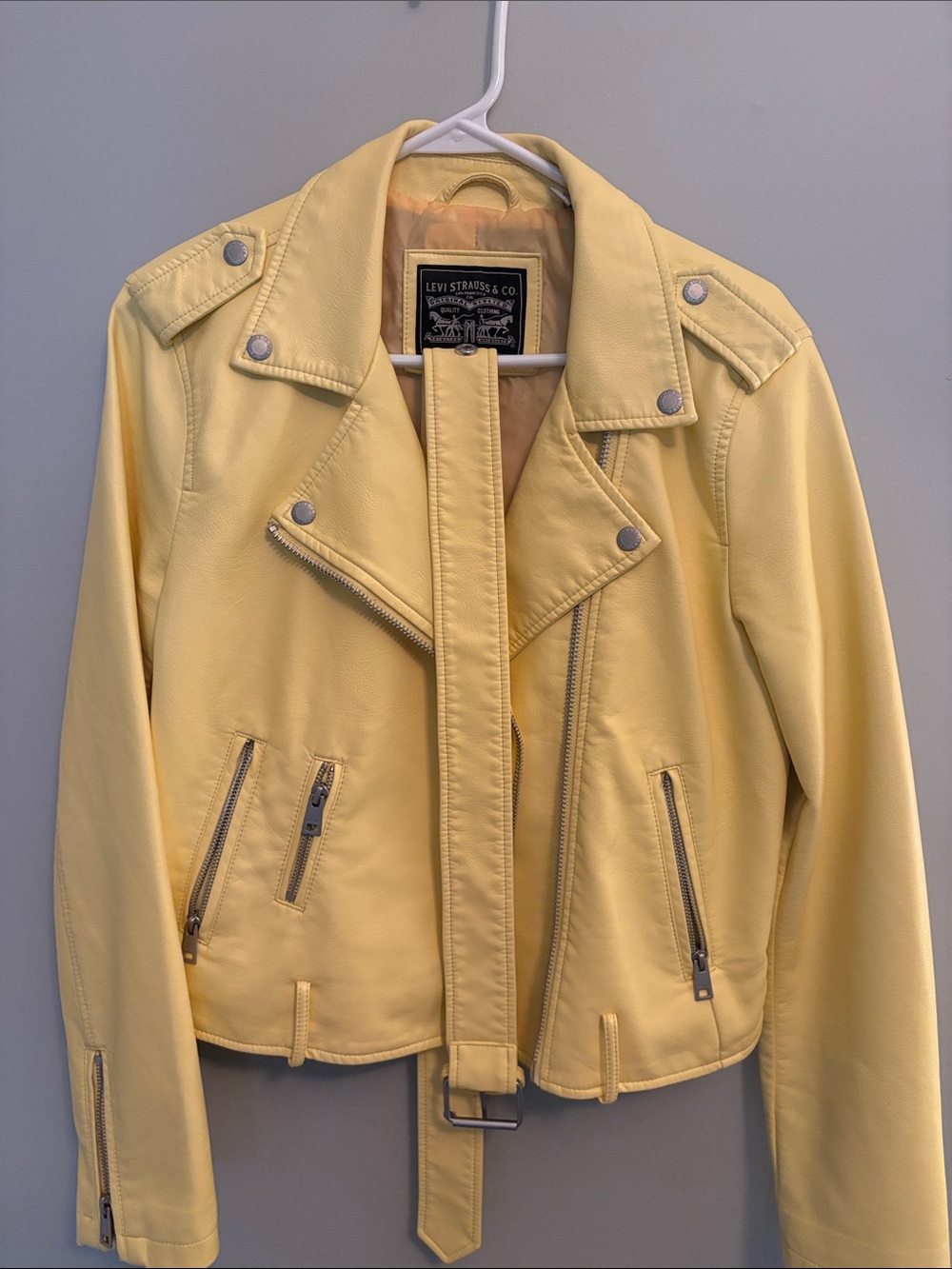 Levi’s yellow leather jacket